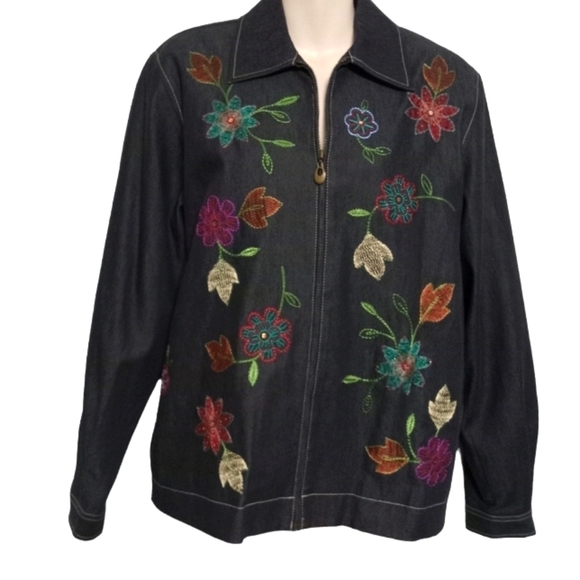 ✨Bogo FREE✨ Alfred Dunner Embroidered Zip Front Jacket Sz 8 - Picture 1 of 8